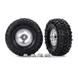 TRX-4 Pre-Glued 2.2inch Canyon Trail Tires 2 pcs w/ Satin Chrome Slotted Mag Rim